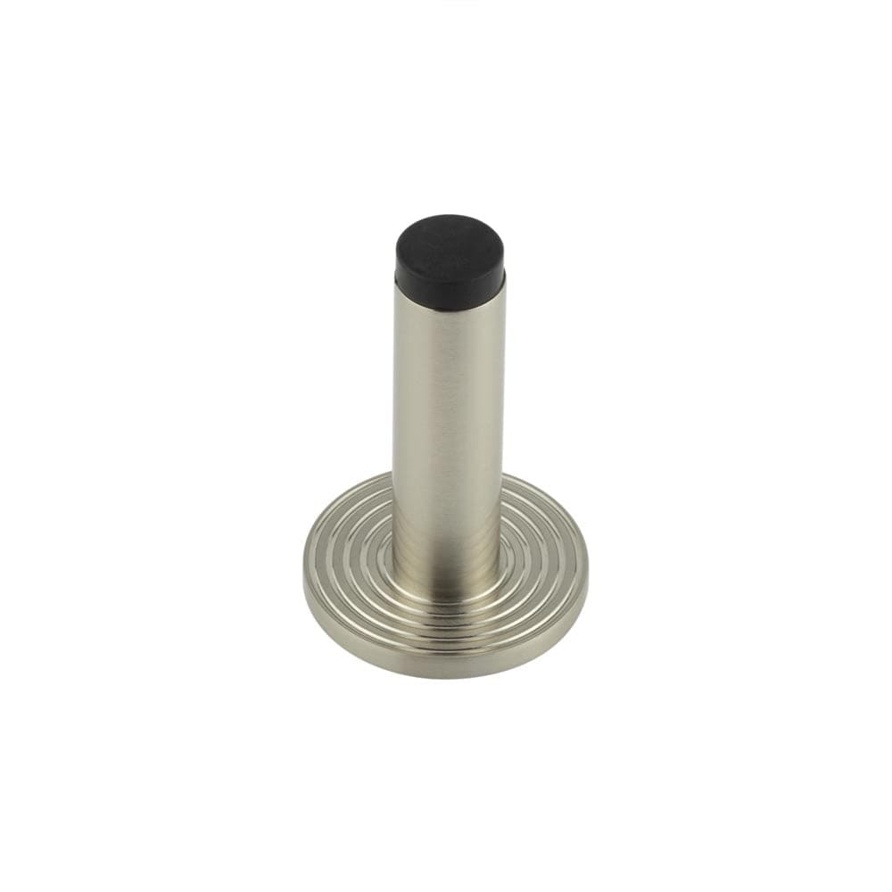 Frelan Hardware Door Furniture Satin Nickel Frelan - Burlington Plain Wall Mounted Door Stops Reeded Rose Satin Nickel