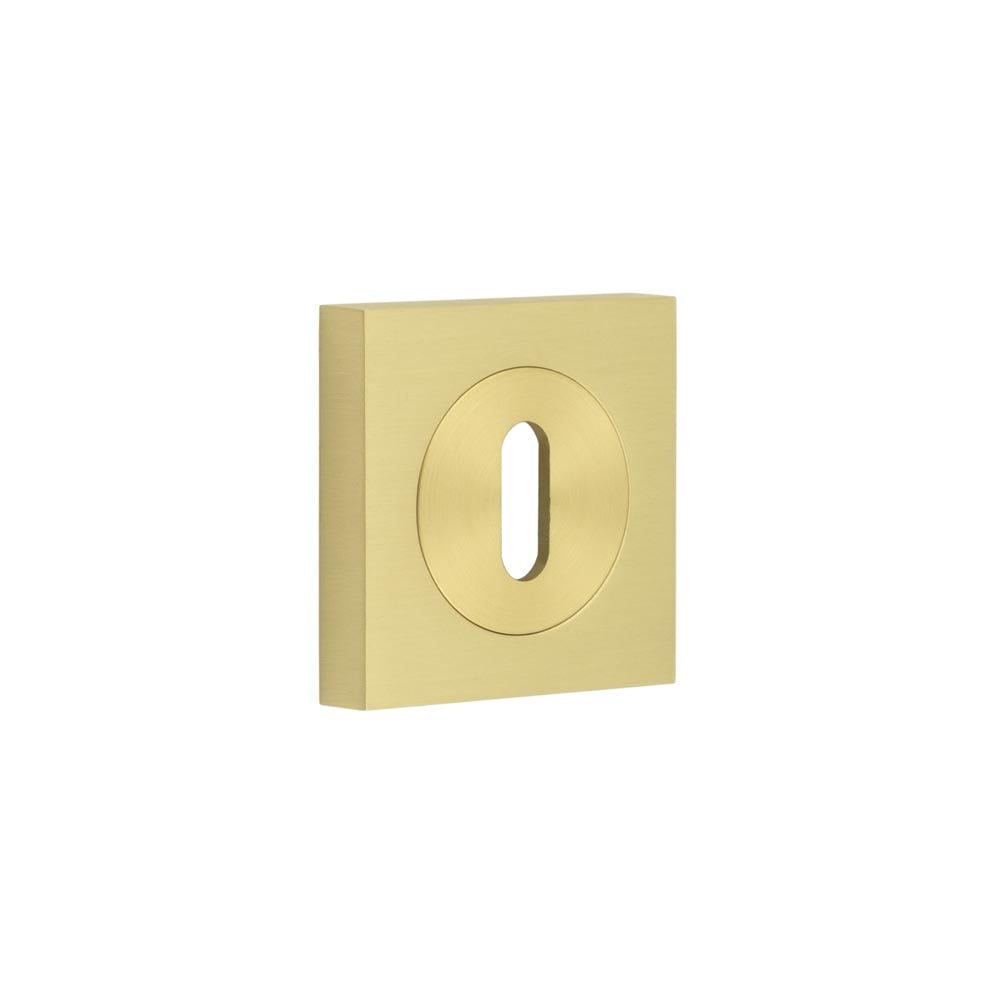 Frelan Hardware Door Furniture Satin Brass Frelan - Burlington Standard Keyway Escutcheons Square Plain Rose Satin Brass