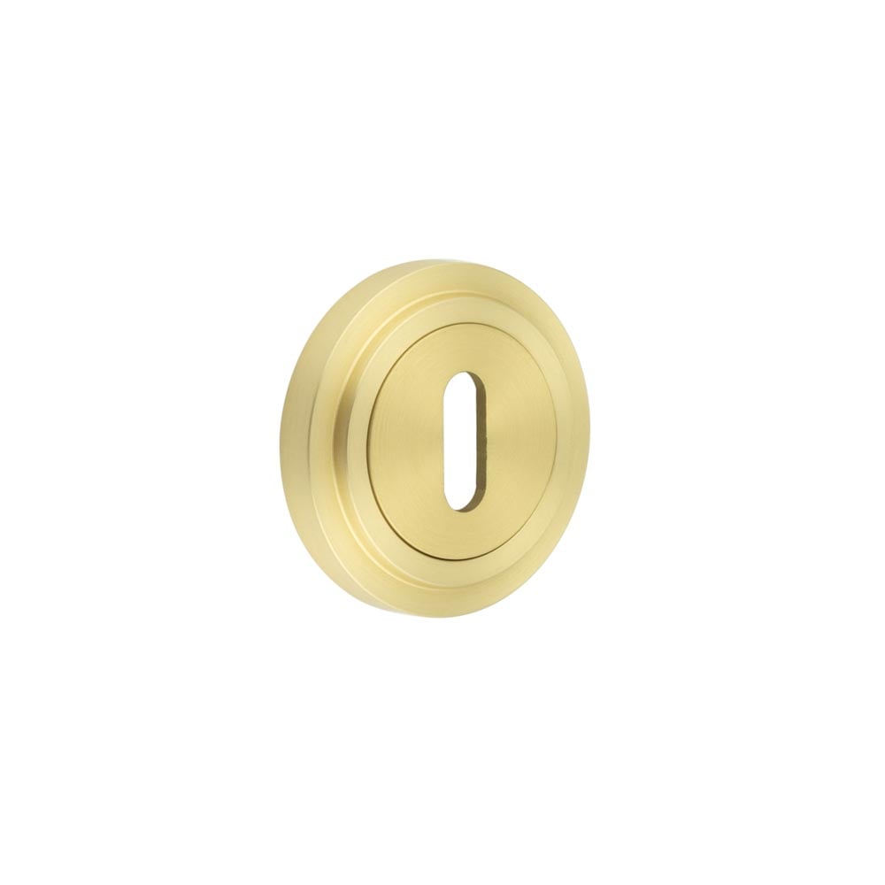 Frelan Hardware Door Furniture Satin Brass Frelan - Burlington Standard Keyway Escutcheons Stepped Rose Satin Brass
