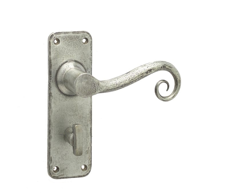 Frelan Hardware Door Furniture Pewter / Bathroom Lock Handles Frelan - Chester Bathrrom Lock Handles on Backplate - Pewter