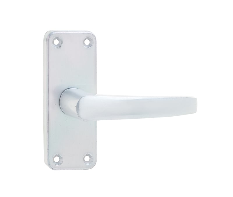 Frelan Hardware Door Furniture Satin Anodised Aluminium / Latch Handles Frelan - Contract Door Handle on Short Latchplate Satin Anodised Aluminium