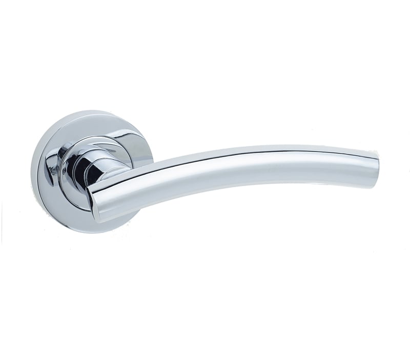 Frelan Hardware Door Furniture Polished Chrome / Round Rose Frelan - Curve Levers on Round Rose - Polished Chrome