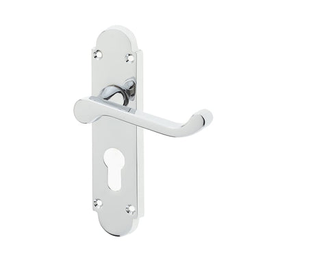 Frelan Hardware Door Furniture Polished Chrome / Euro Profile Lock Handles Frelan - Epsom Euro Lock Profile Handles on Backplates - Polished Chrome