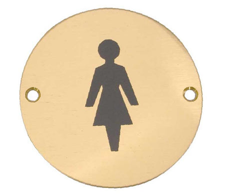 Frelan Hardware Door Furniture Polished Brass / Signs Frelan - Female Sex Symbol - Signage 75mm Dia. - Polished Brass