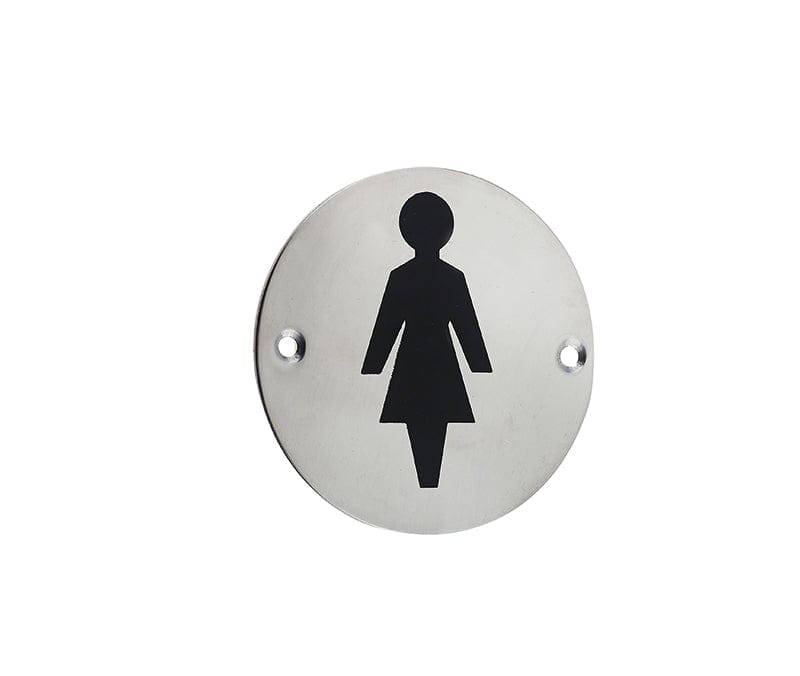 Frelan Hardware Door Furniture Polished Stainless Steel / Signs Frelan - Female Sex Symbol - Signage 75mm Dia. - Polished Stainless Steel