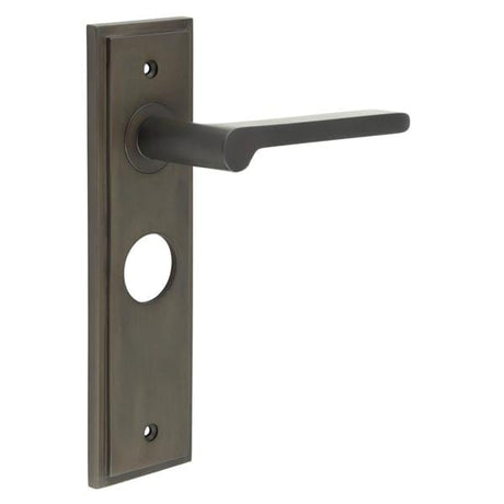 Frelan Hardware Door Furniture Dark Bronze / Bathroom Lock Handles Frelan - Fitzrovia Door Handle Bathroom Backplate Dark Bronze