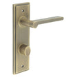 Frelan Hardware Door Furniture Antique Brass / Bathroom Lock Handles Frelan - Fitzrovia Door Handle Din Bathroom Backplate Antique Brass & Turn & Release