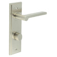 Frelan Hardware Door Furniture Satin Nickel / Bathroom Lock Handles Frelan - Fitzrovia Door Handle Din Bathroom Backplate Satin Nickel & Turn & Release