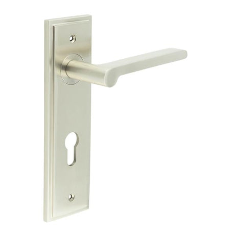 Frelan Hardware Door Furniture Satin Nickel / Euro Profile Lock Handles Frelan - Fitzrovia Door Handle Din Euro Backplate Satin Nickel