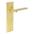 Frelan Hardware Door Furniture Satin Brass / Std. Lock Handles Frelan - Fitzrovia Door Handle Lock Backplate Satin Brass