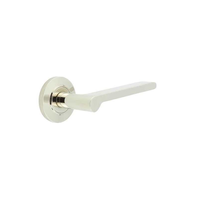 Frelan Hardware Door Furniture Polished Nickel Frelan - Fitzrovia Door Handles Chamfered Rose Polished Nickel