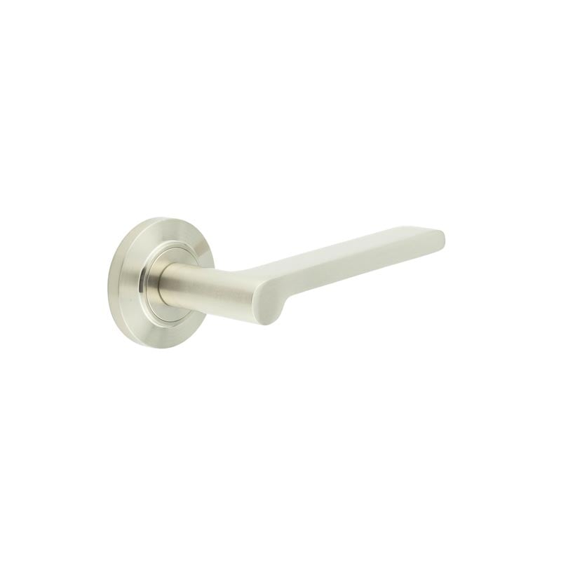 Frelan Hardware Door Furniture Satin Nickel Frelan - Fitzrovia Door Handles Chamfered Rose Satin Nickel