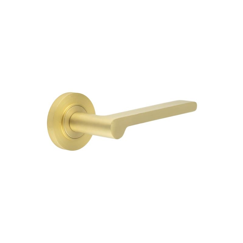 Frelan Hardware Door Furniture Satin Brass Frelan - Fitzrovia Door Handles Plain Rose Satin Brass