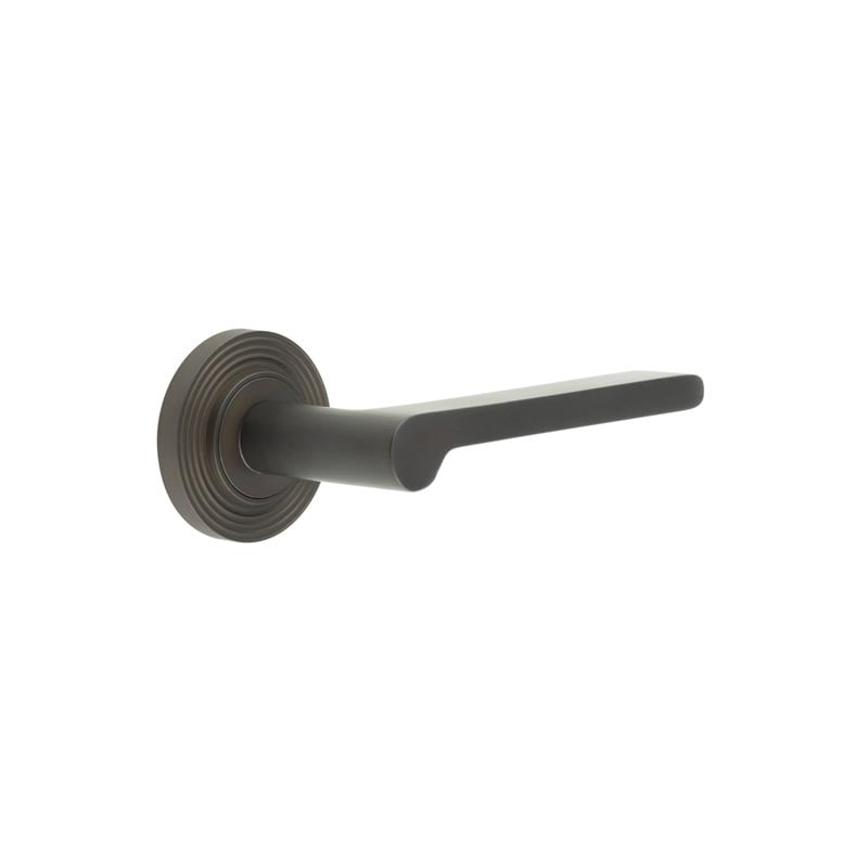 Frelan Hardware Door Furniture Dark Bronze Frelan - Fitzrovia Door Handles Reeded Rose Dark Bronze