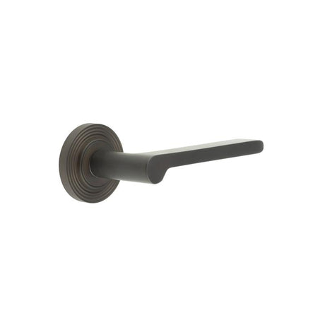 Frelan Hardware Door Furniture Dark Bronze Frelan - Fitzrovia Door Handles Reeded Rose Dark Bronze