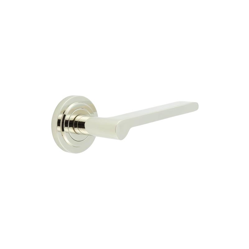 Frelan Hardware Door Furniture Polished Nickel Frelan - Fitzrovia Door Handles Stepped Rose Polished Nickel