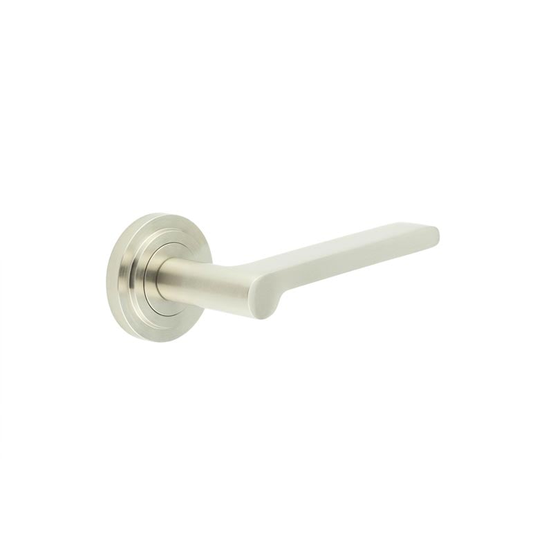 Frelan Hardware Door Furniture Satin Nickel Frelan - Fitzrovia Door Handles Stepped Rose Satin Nickel