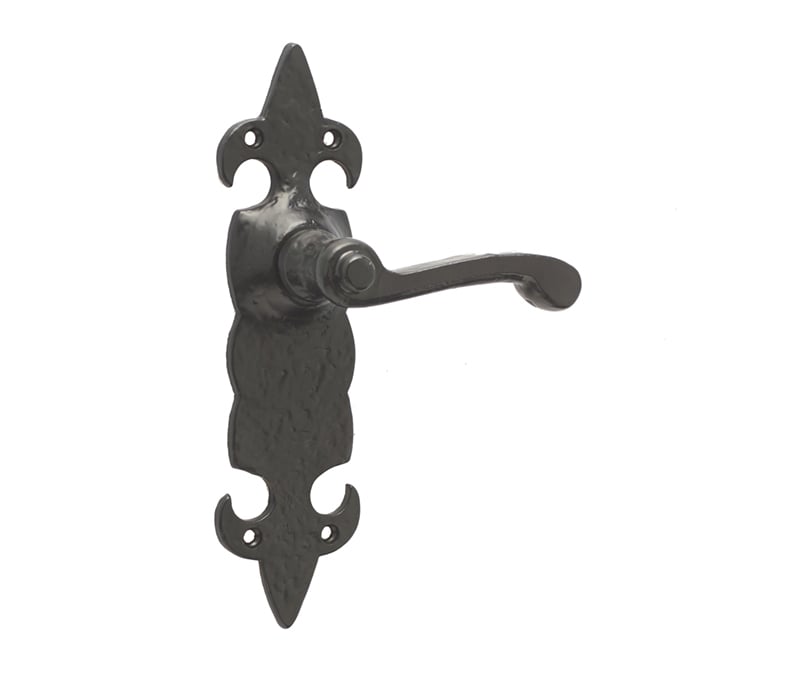 Frelan Hardware Door Furniture Antique Black / Latch Handles Frelan - Fleur De Lys Lever Latch Handles
