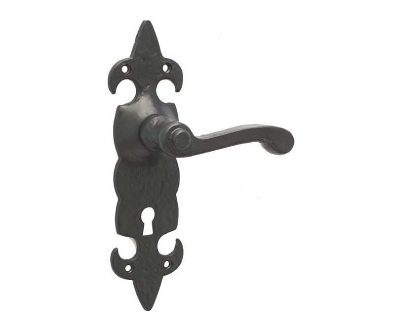Frelan Hardware Door Furniture Antique Black / Std. Lock Handles Frelan - Fleur De Lys Lever Lock Handles