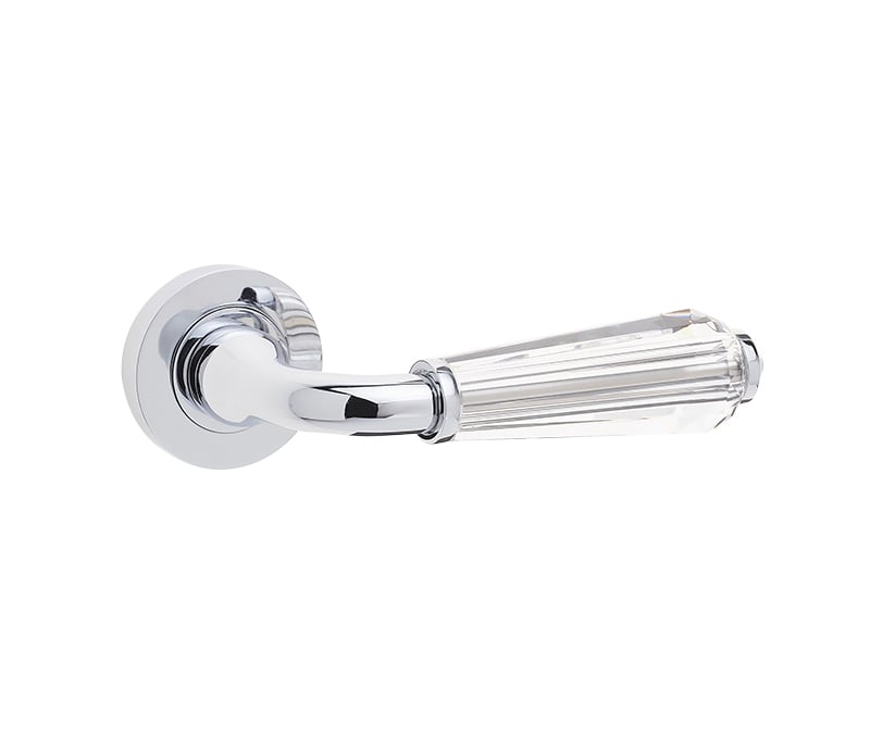 Frelan Hardware Door Furniture Polished Chrome / Round Rose Frelan - Fluted Door Handle on Rose Glass/Polished Chrome