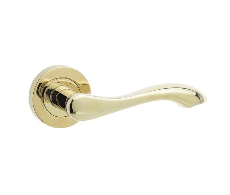 Frelan Hardware Door Furniture Brass Finish / Round Rose Frelan - Gamma Levers on Round Rose - PVD Brass