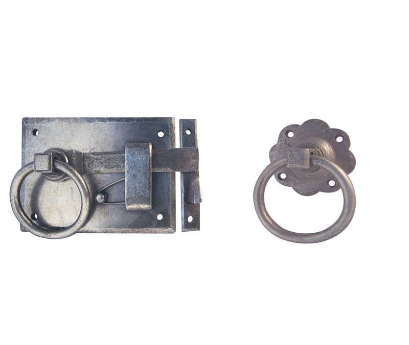 Frelan Hardware Door Furniture Pewter / Ring Latch Frelan - Gate Catch Left Hand - Pewter