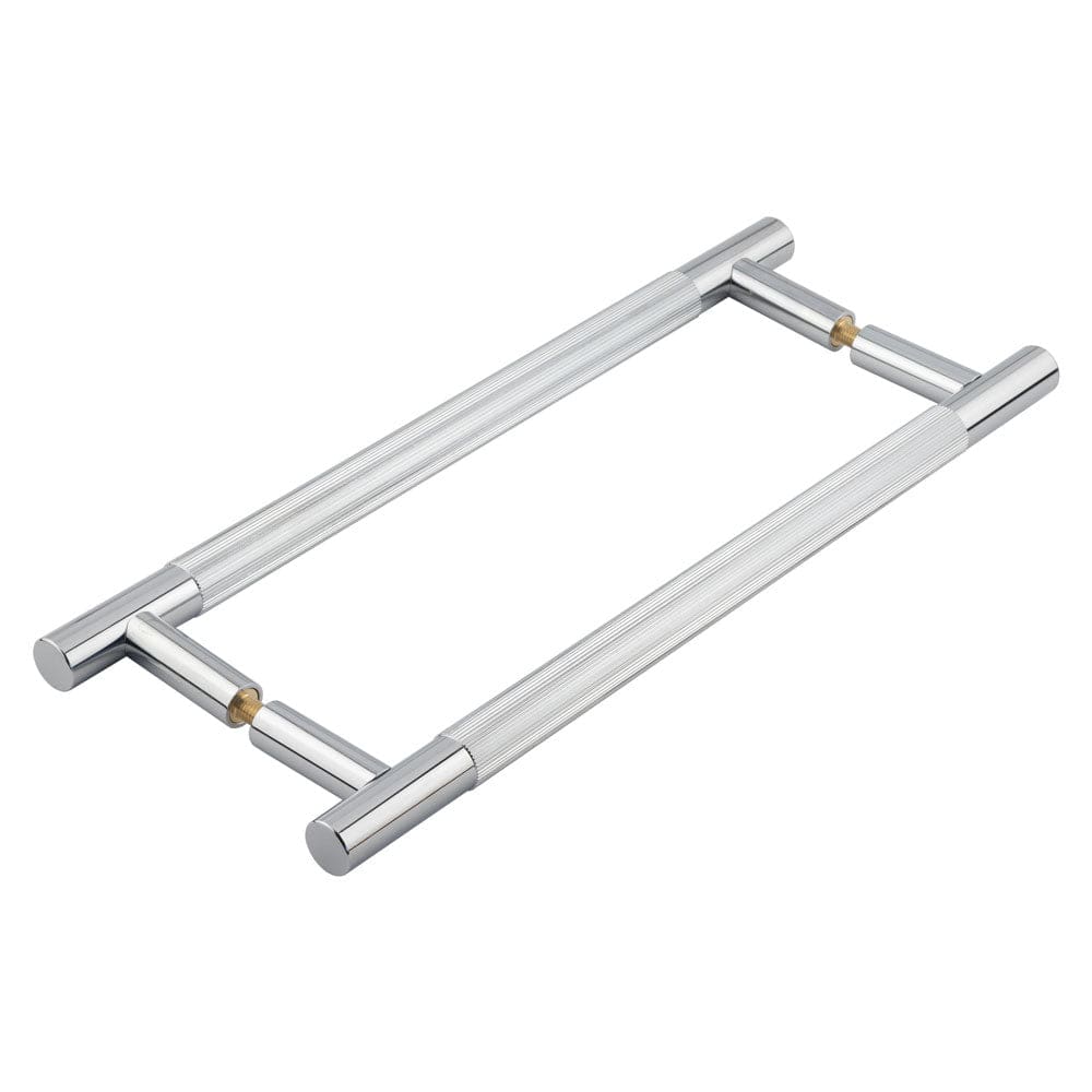 Frelan Hardware Door Furniture Polished Chrome Frelan Hardware - Venice Linear Knurled 300x19mm Polished Chrome Pull Handle Back to Back