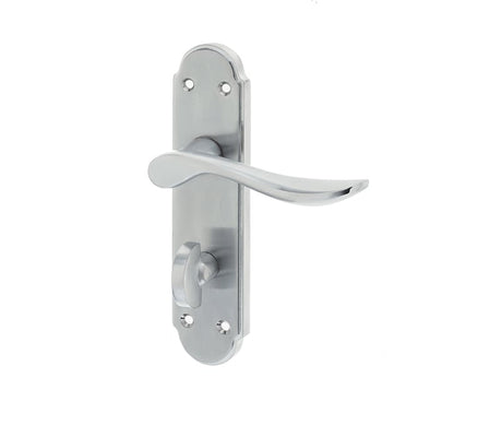 Frelan Hardware Door Furniture Satin Chrome / Bathroom Lock Handles Frelan - Henley Bathroom Lock Handles on Backplate - Satin Chrome