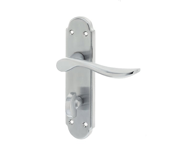 Frelan Hardware Door Furniture Satin Chrome / Bathroom Lock Handles Frelan - Henley Bathroom Lock Handles on Backplate - Satin Chrome
