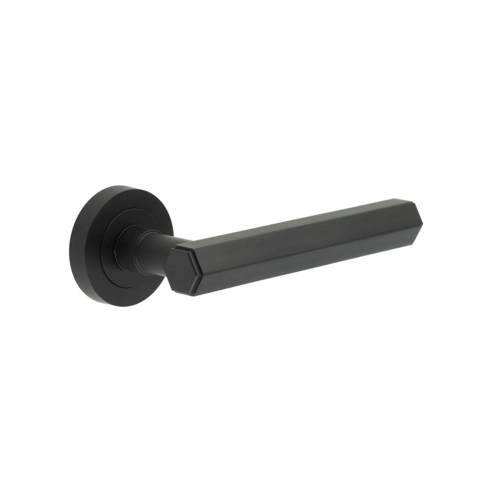 Frelan Hardware Door Furniture Black / Round Rose Frelan - Hex Lever on Round Rose - Matt Black