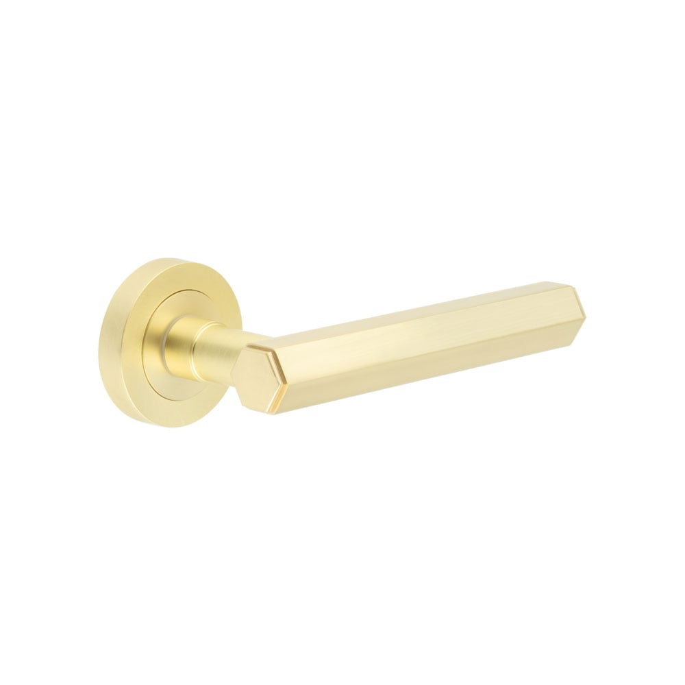Frelan Hardware Door Furniture Satin Brass / Round Rose Frelan - Hex Lever on Round Rose - Satin Brass