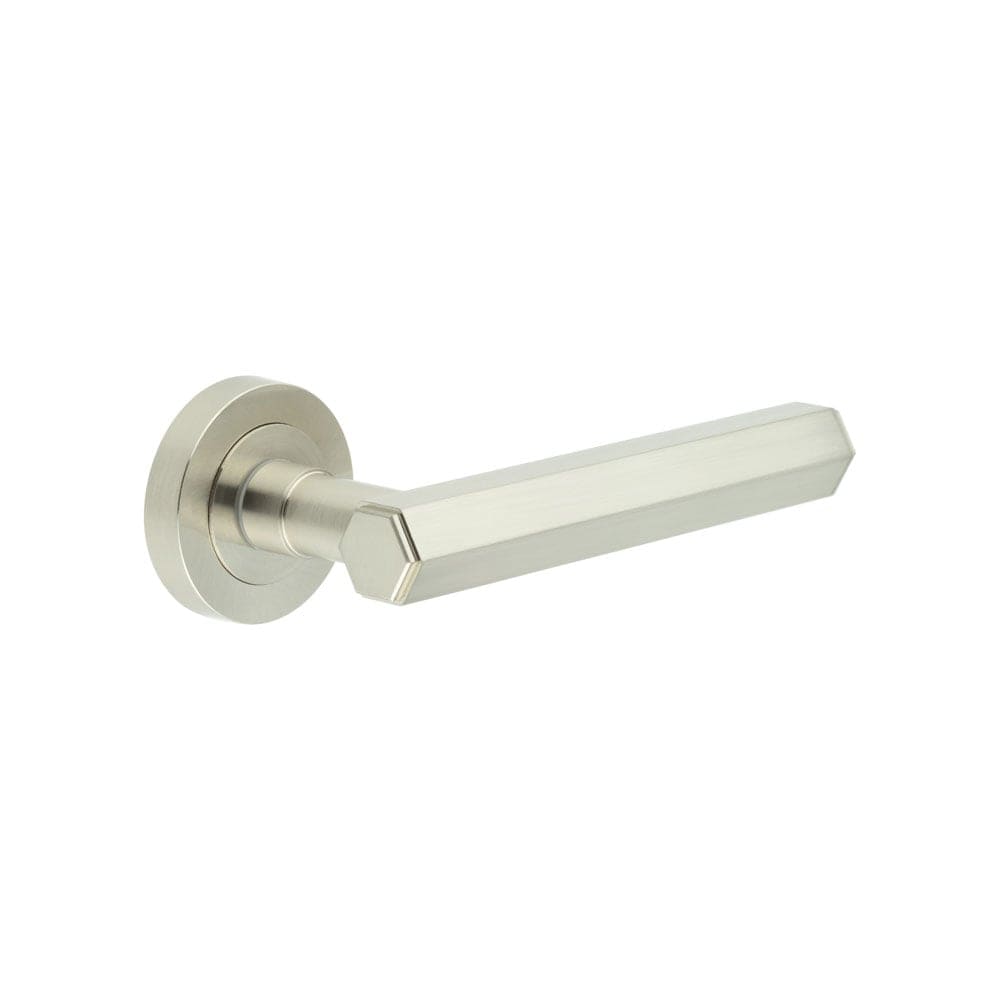 Frelan Hardware Door Furniture Satin Nickel / Round Rose Frelan - Hex Lever on Round Rose - Satin Nickel