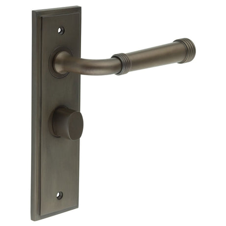 Frelan Hardware Door Furniture Dark Bronze / Bathroom Lock Handles Frelan - Highgate Door Handle Bathroom Backplate Dark Bronze & Turn & Release