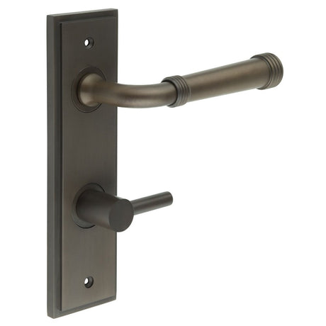 Frelan Hardware Door Furniture Dark Bronze / Bathroom Lock Handles Frelan - Highgate Door Handle Din Bathroom Backplate Dark Bronze & Turn & Release
