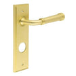 Frelan Hardware Door Furniture Satin Brass / Bathroom Lock Handles Frelan - Highgate Door Handle Din Bathroom Backplate Satin Brass