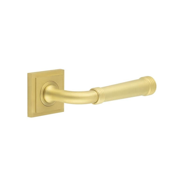 Frelan Hardware Door Furniture Satin Brass Frelan - Highgate Door Handles Square Stepped Satin Brass