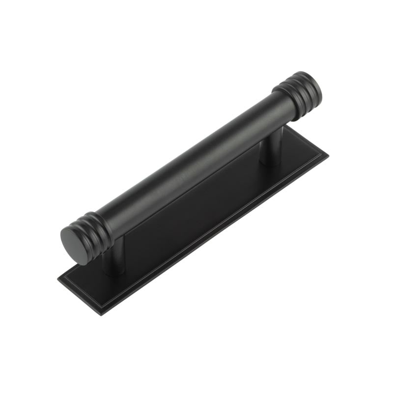 Frelan Hardware Cabinet Hardware Black / Cabinet Pull Handles Frelan - Hoxton Sturt Cabinet Handles 96mm Ctrs Stepped Backplate Matt Black