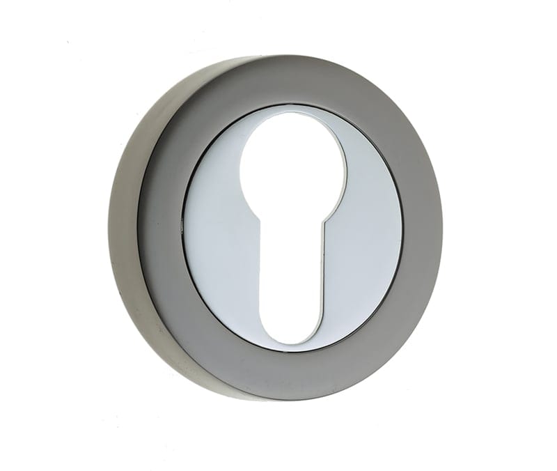 Frelan Hardware Polished Chrome Polished Black Nickel Frelan - Jedo Dual Euro Profile Escutcheons on 50mm Round Rose Polished Chrome Polished Black Nickel