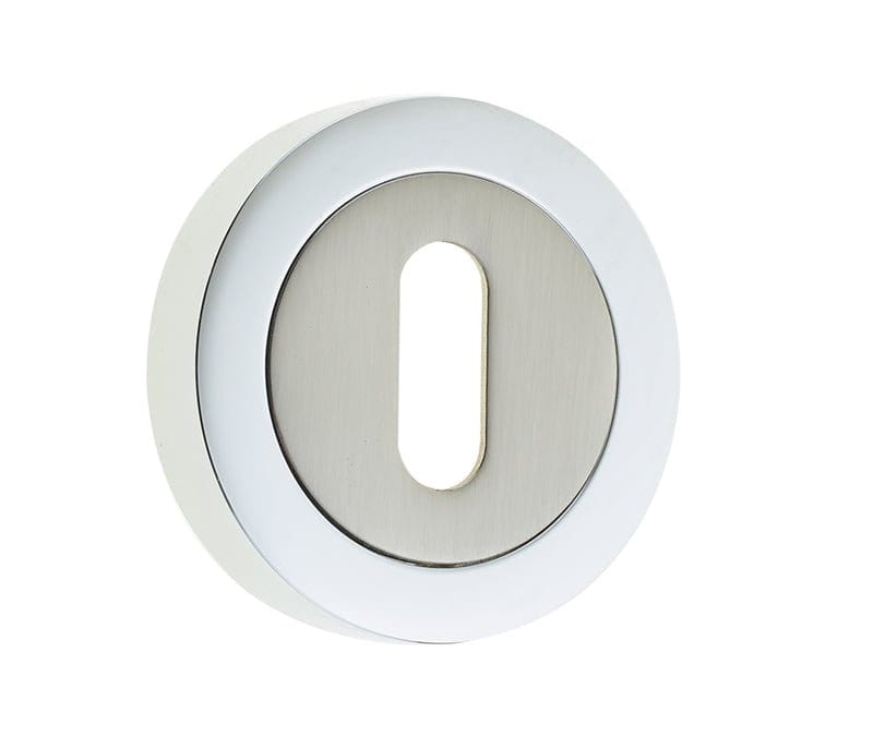 Frelan Hardware Polished Chrome / Satin Nickel Frelan - Jedo Dual Standard Keyway Escutcheons on 50mm Round Rose Polished Chrome / Satin Nickel