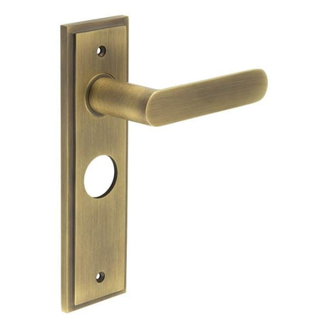 Frelan Hardware Door Furniture Antique Brass / Bathroom Lock Handles Frelan - Kensington Door Handle Bathroom Backplate Antique Brass