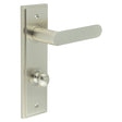 Frelan Hardware Door Furniture Satin Nickel / Bathroom Lock Handles Frelan - Kensington Door Handle Din Bathroom Backplate Satin Nickel & Turn & Release