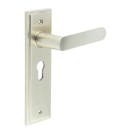 Frelan Hardware Door Furniture Satin Nickel / Euro Profile Lock Handles Frelan - Kensington Door Handle Euro Backplate Satin Nickel