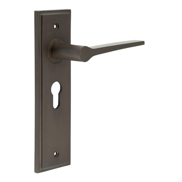 Frelan Hardware Door Furniture Dark Bronze / Euro Profile Lock Handles Frelan - Knightbridge Door Handle Euro Backplate Dark Bronze