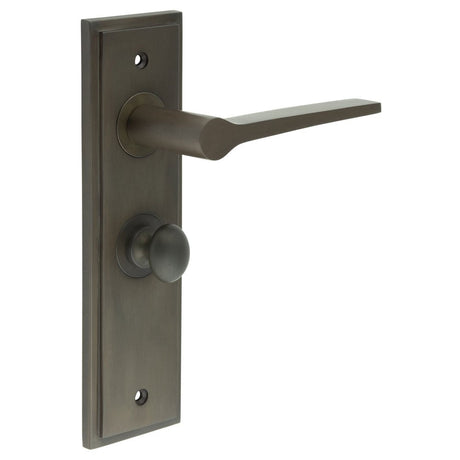 Frelan Hardware Door Furniture Dark Bronze / Bathroom Lock Handles Frelan - Knightsbridge Door Handle Bathroom Backplate Dark Bronze & Turn & Release