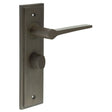 Frelan Hardware Door Furniture Dark Bronze / Bathroom Lock Handles Frelan - Knightsbridge Door Handle Bathroom Backplate Dark Bronze & Turn & Release
