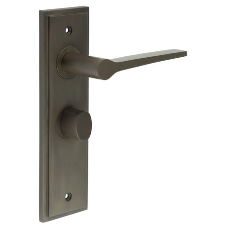 Frelan Hardware Door Furniture Dark Bronze / Bathroom Lock Handles Frelan - Knightsbridge Door Handle Bathroom Backplate Dark Bronze & Turn & Release
