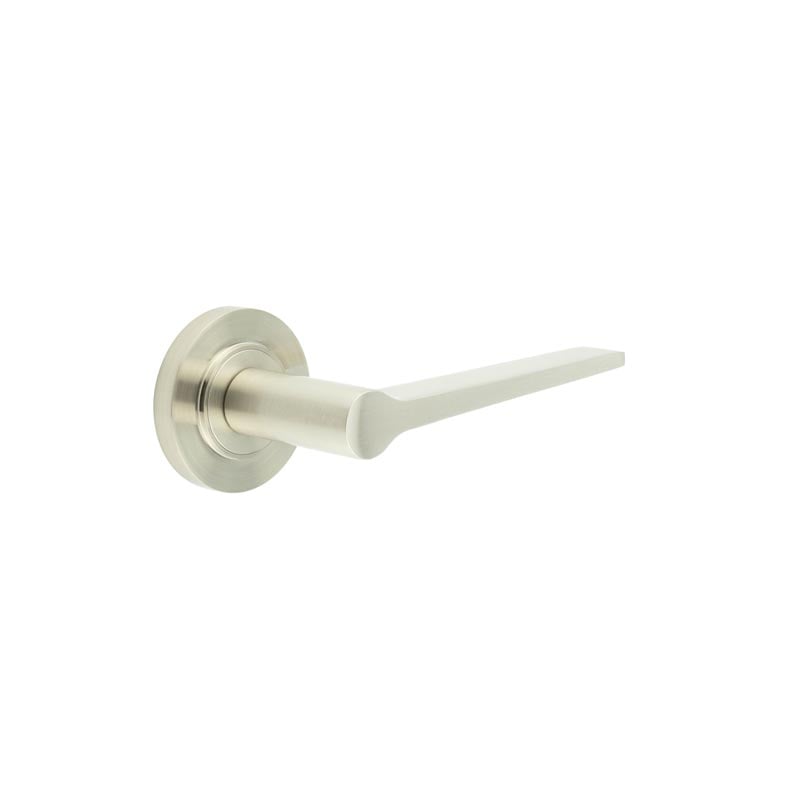 Frelan Hardware Door Furniture Satin Nickel Frelan - Knightsbridge Door Handle on Chamfered Rose Satin Nickel