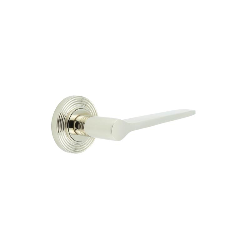 Frelan Hardware Door Furniture Polished Nickel Frelan - Knightsbridge Door Handle on Reeded Rose Polished Nickel