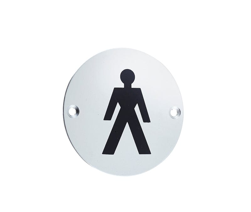 Frelan Hardware Door Furniture Satin Anodised Aluminium / Signs Frelan - Male Sex Symbol - Signage 75mm Dia. - Satin Anodised Aluminium