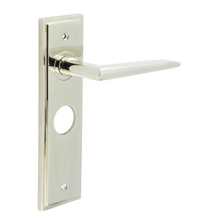 Frelan Hardware Door Furniture Polished Nickel / Bathroom Lock Handles Frelan - Mayfair Door Handle Bathroom Backplate Polished Nickel